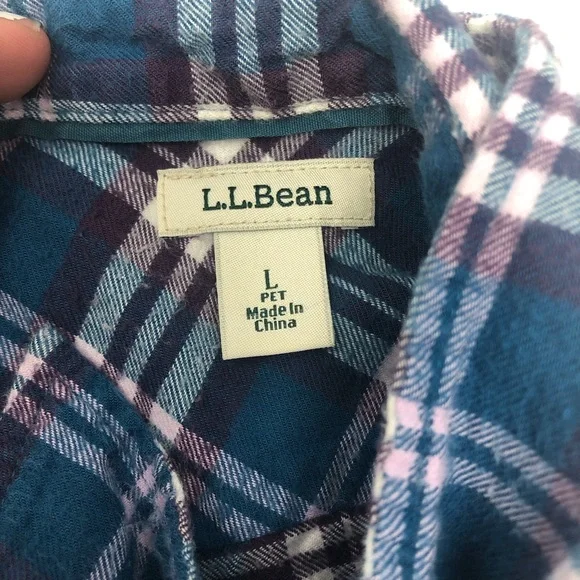 L.L. Bean Long Sleeve Plaid Flannel Size Large - Picture 4 of 8